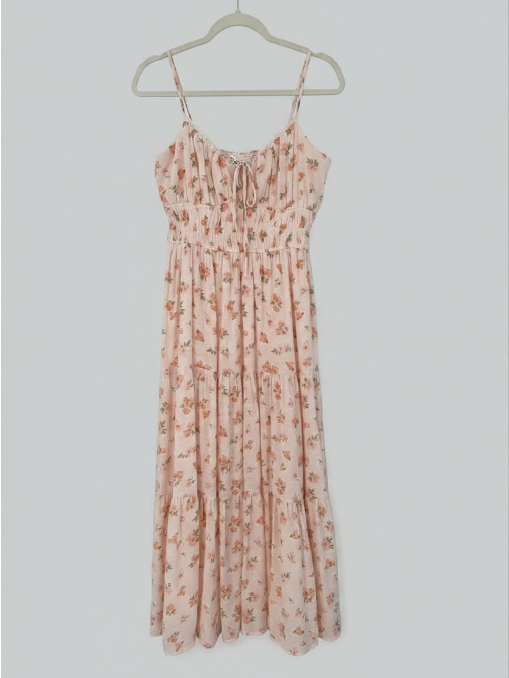 Trixxi Dusty Pink Floral Maxi Dress with Smocked Waist
